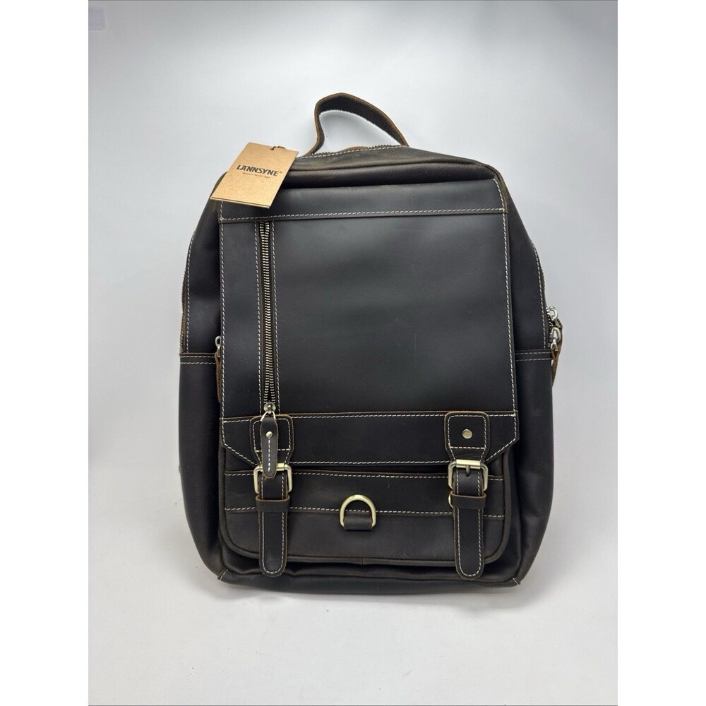 LANNSYNE  Genuine Leather Backpack - Full Grain- Dk Brown- New.